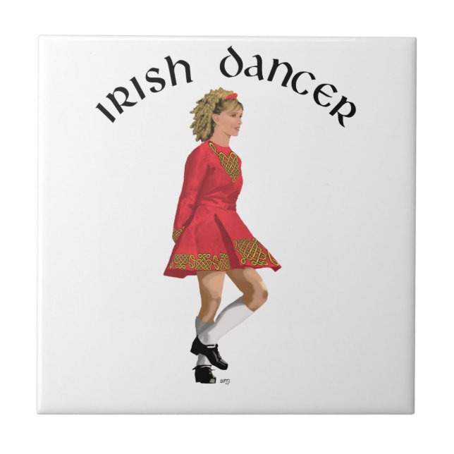 Irish Dancer Blonde in Red Tile (Front)