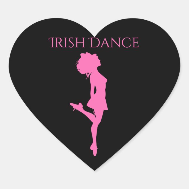 Irish Dancer Hard Shoe Black and Pink Dance Heart Sticker (Front)