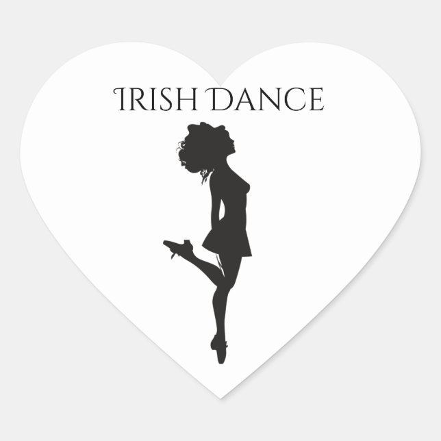 Irish Dancer Hard Shoe Black and White Dance Heart Sticker (Front)