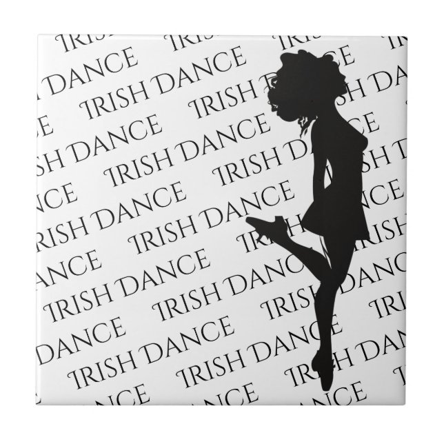 Irish Dancer Hard Shoe Black and White Dance  Tile (Front)