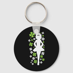 Irish Dancer Silhouette Clover Ireland Shamrock Ir Key Ring