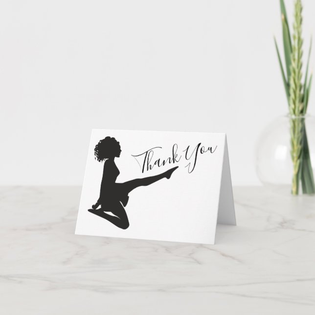 Irish Dancer Soft Shoe Dancing Black White Dance Thank You Card (Front)