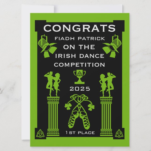 Irish Dancing Competition Card (Front)