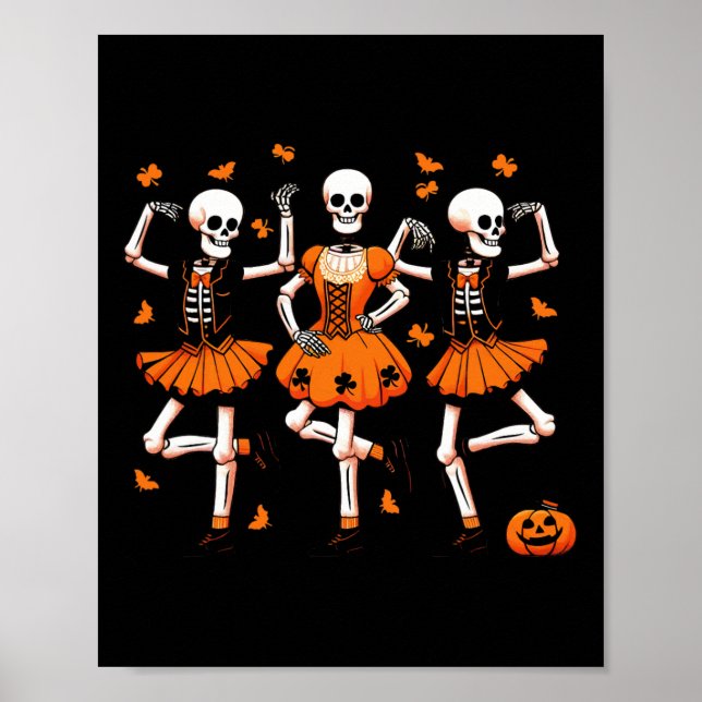 Irish Dancing Skeletons Spooky Dance Halloween Wom Poster (Front)