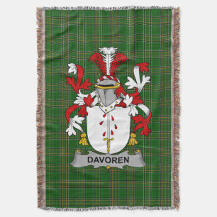 Irish Davoren or O_Davoren Coat of Arms Family Cr Throw Blanket