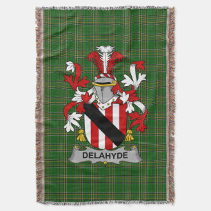 Irish Delahyde Coat of Arms Family Crest Ireland Throw Blanket