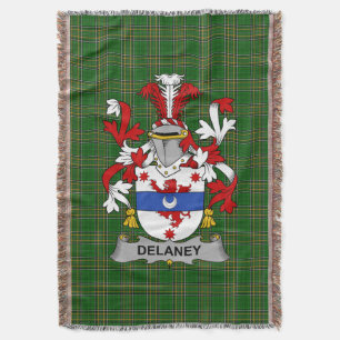  Irish Delaney or O_Delany Coat of Arms Family Cre Throw Blanket