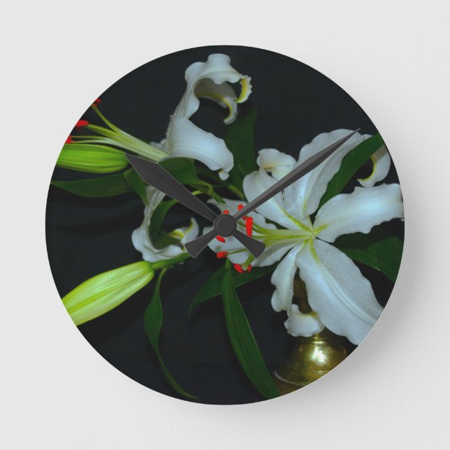 Irish Design-Brass and Flower Collection Round Clock (Front)