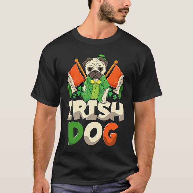 Irish Dog St Patricks Day Pug T-Shirt (Front)