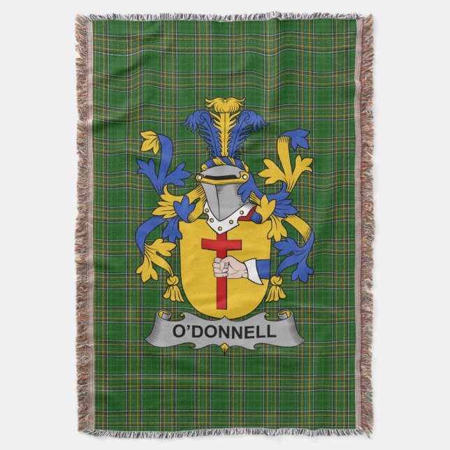  Irish Donnell or O_Donnell Coat of Arms Family Cr Throw Blanket (Front Vertical)