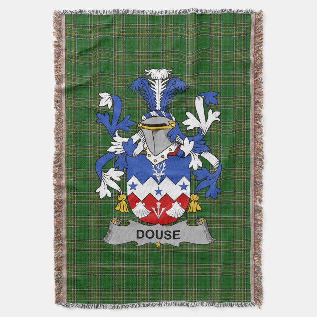  Irish Douse or Dowse Coat of Arms Family Crest Ir Throw Blanket (Front Vertical)