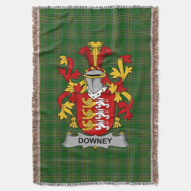  Irish Downey or O_Downey Coat of Arms Family Cres Throw Blanket (Front Vertical)