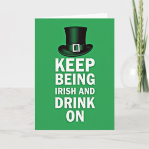 Irish Drink On Top Hat Card