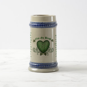 Irish drinking mug Erin go bragh Irish heart