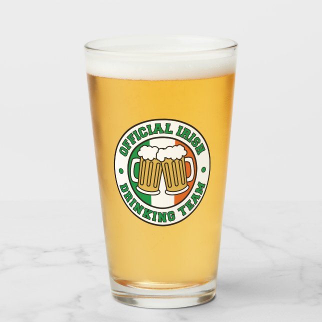 Irish Drinking Team Flag Of Ireland Glass (Front Filled)