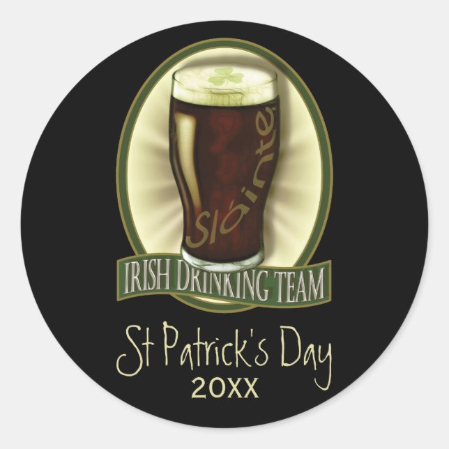Irish Drinking Team Personalised Classic Round Sticker (Front)