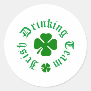 Irish Drinking Team Shamrock Classic Round Sticker