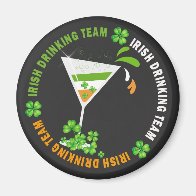 Irish Drinking Team Shamrock Cocktail Magnet (Front)