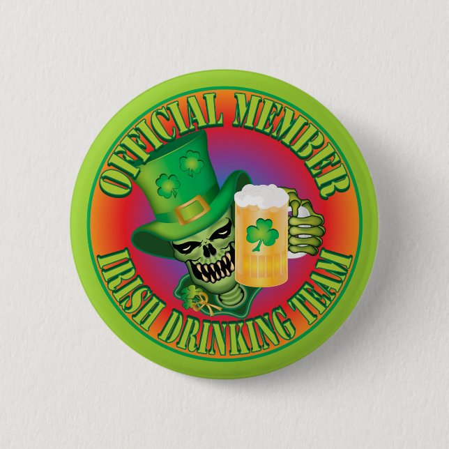 Irish Drinking Team Skull 6 Cm Round Badge (Front)