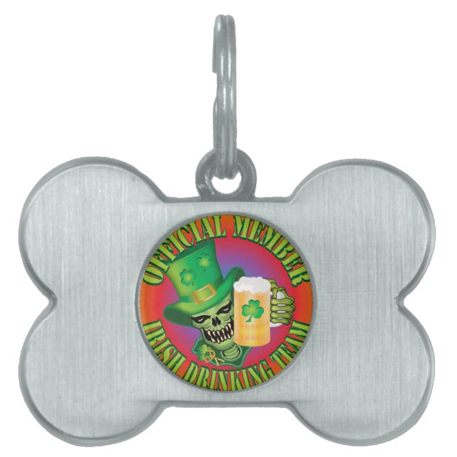 Irish Drinking Team Skull Pet Tag (Front)