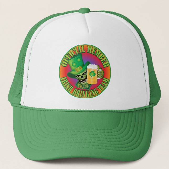 Irish Drinking Team Skull Trucker Hat (Front)
