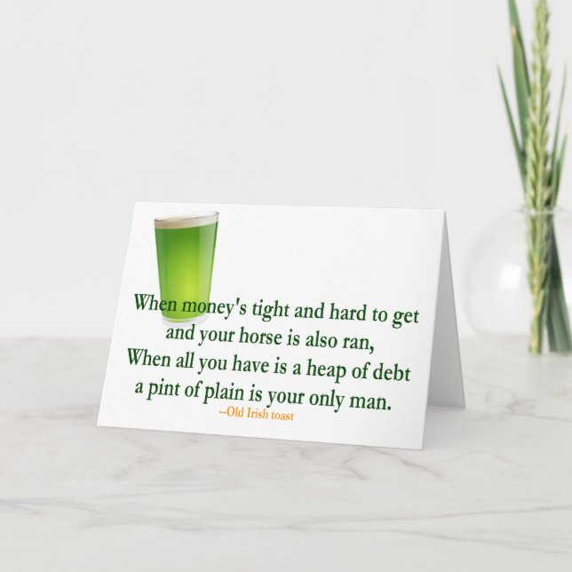 Irish Drinking Toast St. Patrick's Day Card (Front)