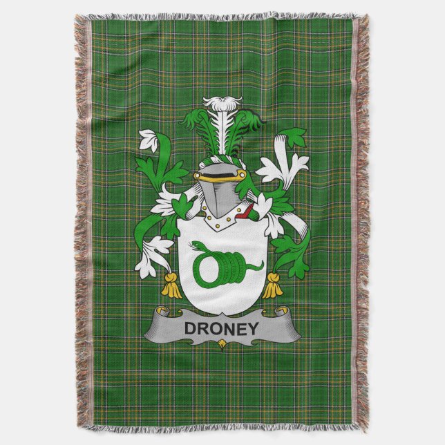  Irish Droney or O_Droney Coat of Arms Family Cres Throw Blanket (Front Vertical)