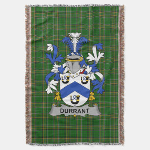 Irish Durrant Coat of Arms Family Crest Ireland Throw Blanket