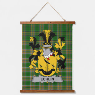 Irish Echlin Coat of Arms Family Crest Hanging Tapestry