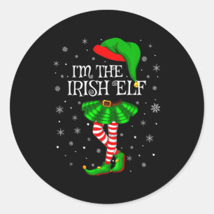 Irish Elf Christmas Matching Family Women Girls El Classic Round Sticker