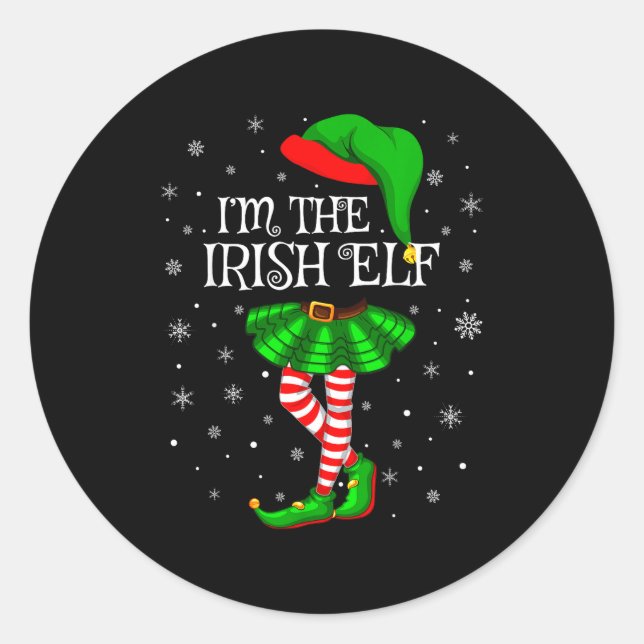 Irish Elf Christmas Matching Family Women Girls El Classic Round Sticker (Front)