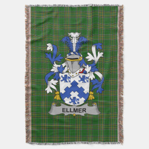  Irish Ellmer Coat of Arms Family Crest Ireland Throw Blanket