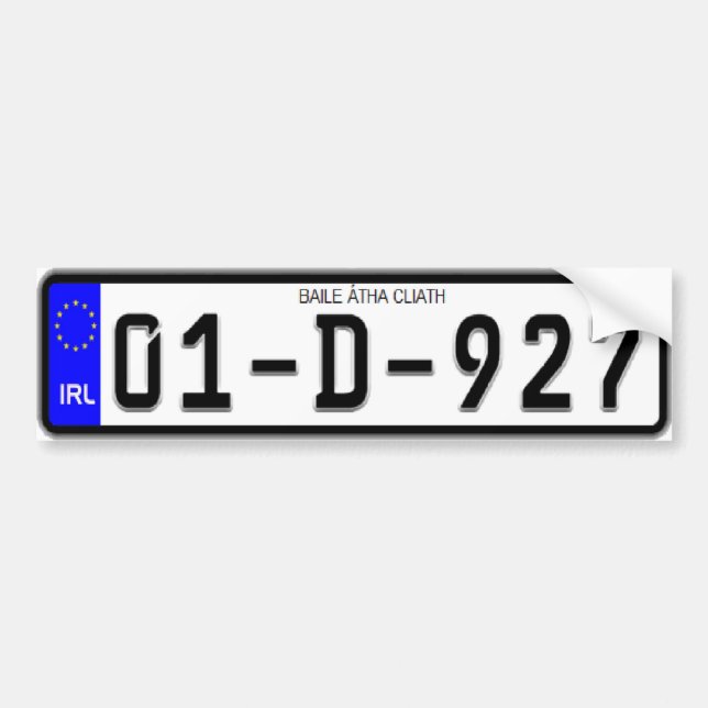 Irish Euro License Plate Bumper Sticker (Front)