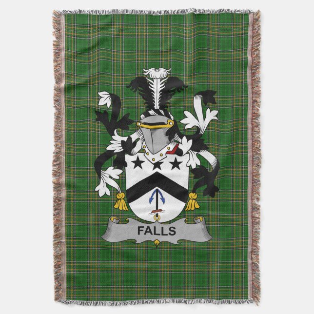  Irish Falls Coat of Arms Family Crest Ireland Throw Blanket (Front Vertical)