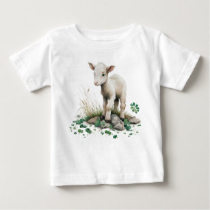 Irish Farmhouse   Cute Lamb in Clover Baby T-Shirt