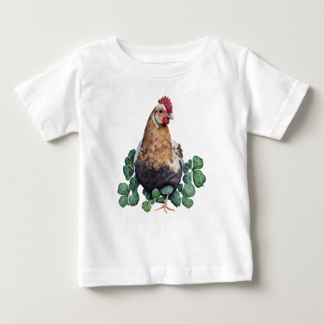 Irish Farmhouse | Cute Rooster in Clover Baby Baby T-Shirt (Front)
