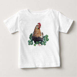 Irish Farmhouse   Cute Rooster in Clover Baby T-Shirt