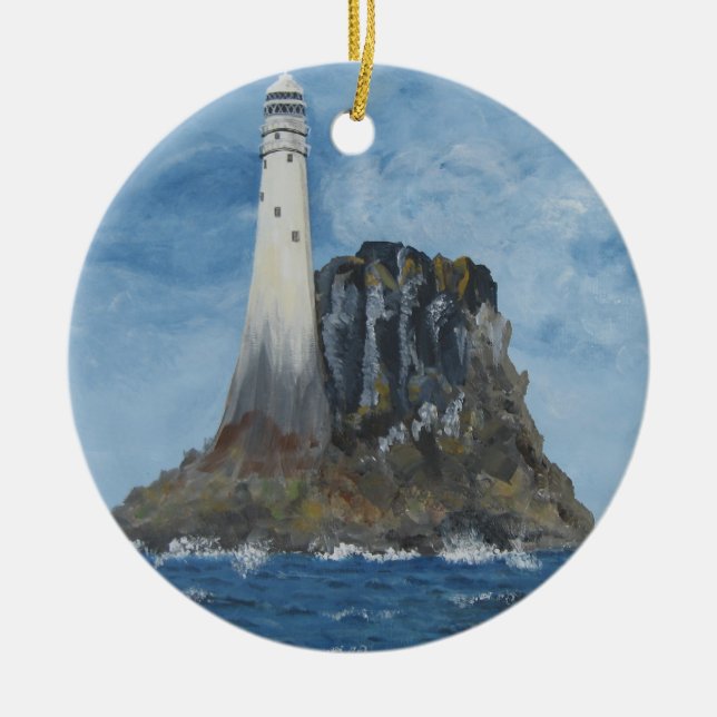 Irish Fastnet Lighthouse, County Cork, Ireland   Ceramic Tree Decoration (Front)