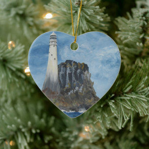 Irish Fastnet Lighthouse, County Cork, Ireland Tr Ceramic Tree Decoration