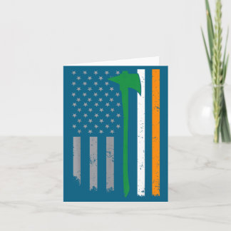 Irish Firefighter American Flag Cool St Patricks D Card