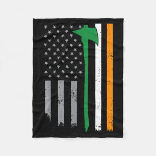 Irish Firefighter American Flag Cool St Patricks D Fleece Blanket