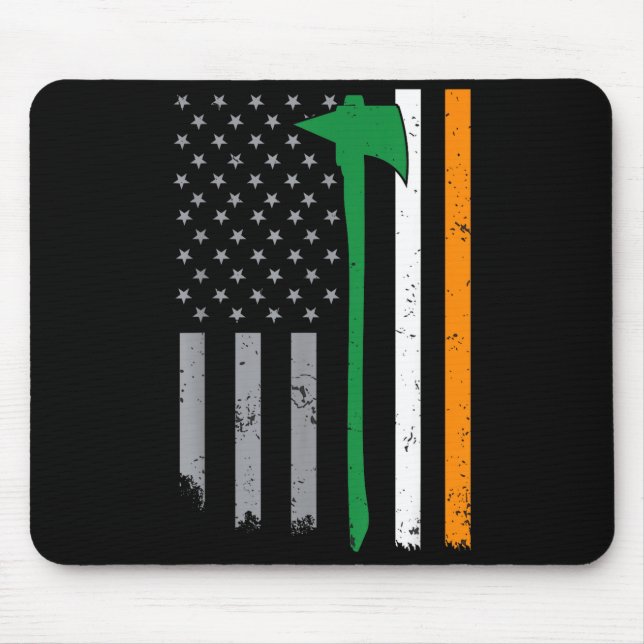 Irish Firefighter American Flag Cool St Patricks D Mouse Pad (Front)