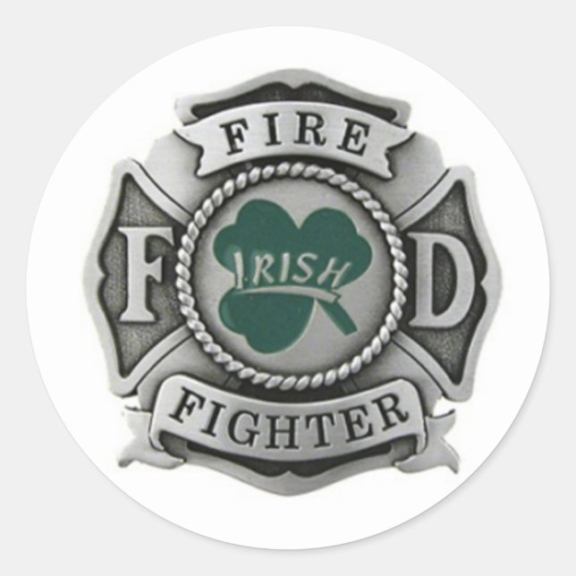 Irish Firefighter Badge Classic Round Sticker (Front)