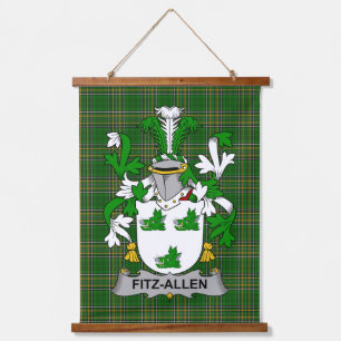 Irish Fitz-Allen Coat of Arms Family Crest Hanging Tapestry