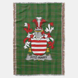  Irish Fitz-Awry Coat of Arms Family Crest Ireland Throw Blanket