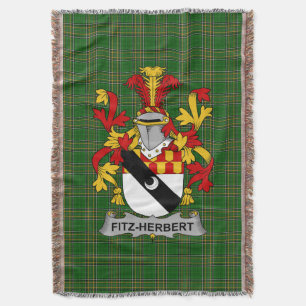  Irish Fitz-Herbert Coat of Arms Family Crest Irel Throw Blanket