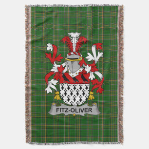 Irish Fitz-Oliver Coat of Arms Family Crest Irela Throw Blanket