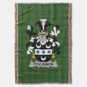  Irish Fitz-Simon Coat of Arms Family Crest Irelan Throw Blanket