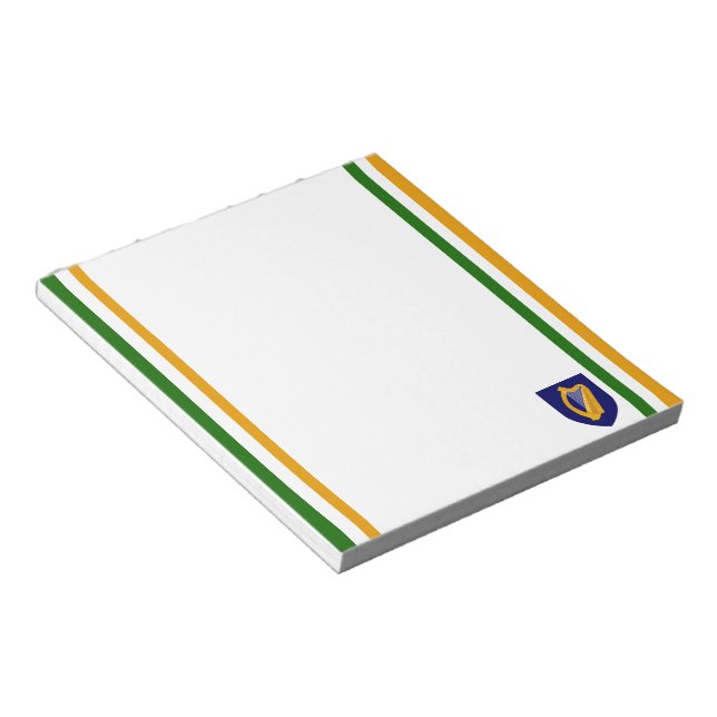 Irish flag and coat of arms notepad (Angled)