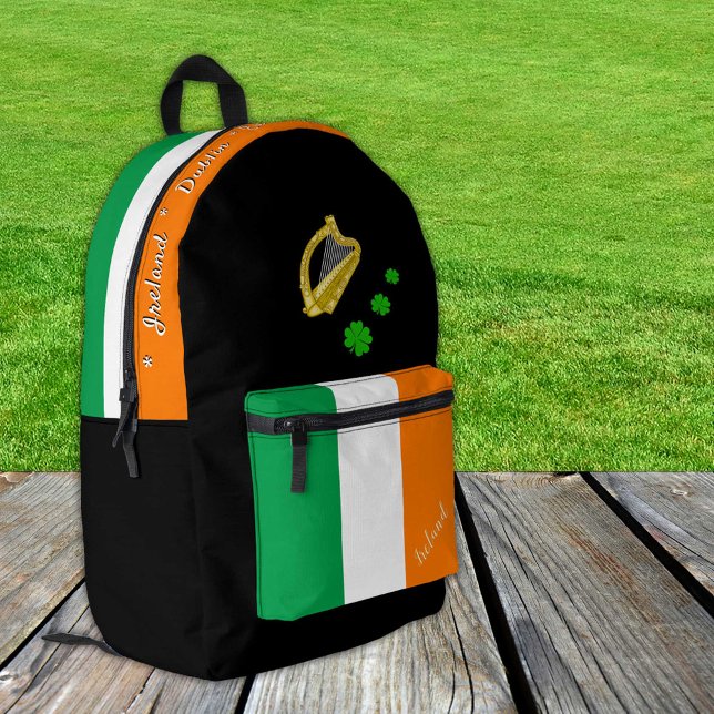 Irish Flag backpack, Ireland, patriot black Printed Backpack (Creator Uploaded)